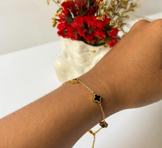 PULSERA MINI TREBOL NEGRO