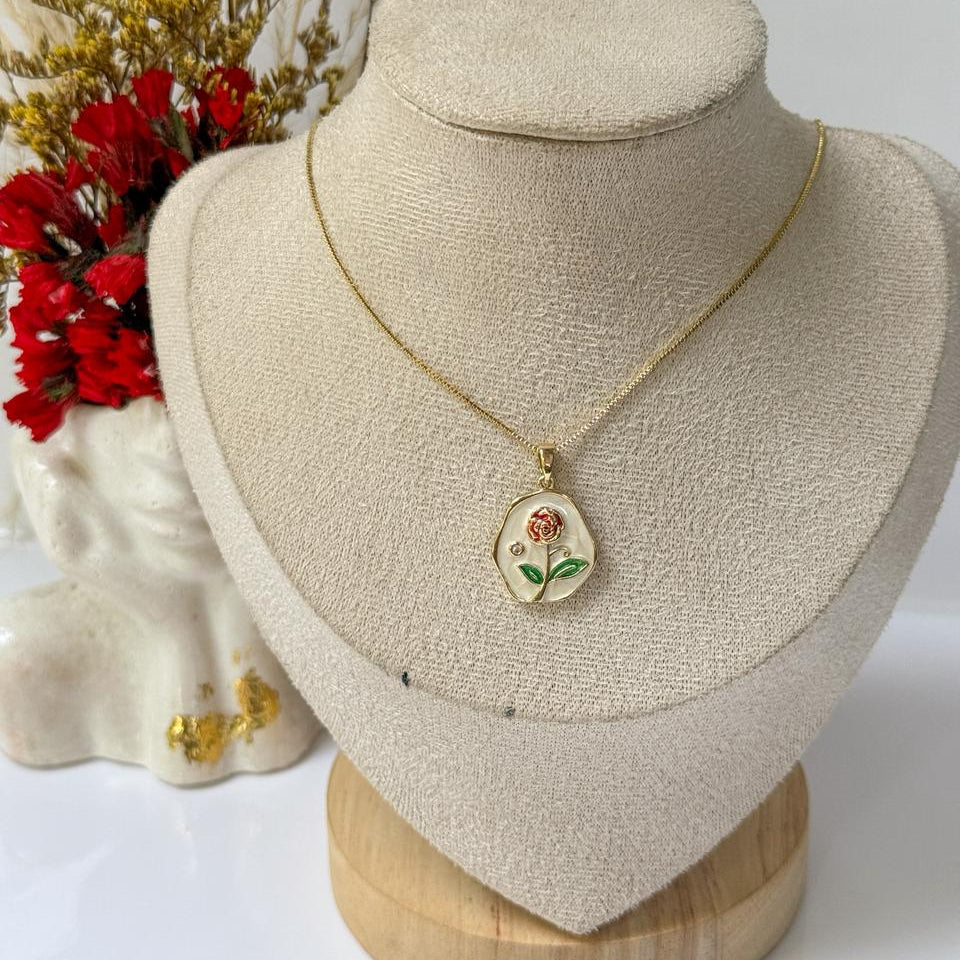 CADENA FLOR PLACA