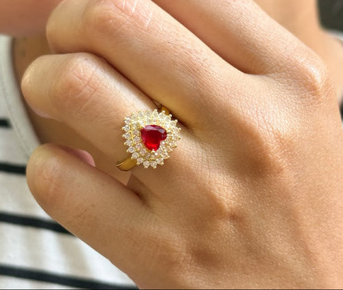 ANILLO CORAZÓN ROJO