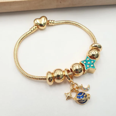 PULSERA MULTICHARMS DORADA