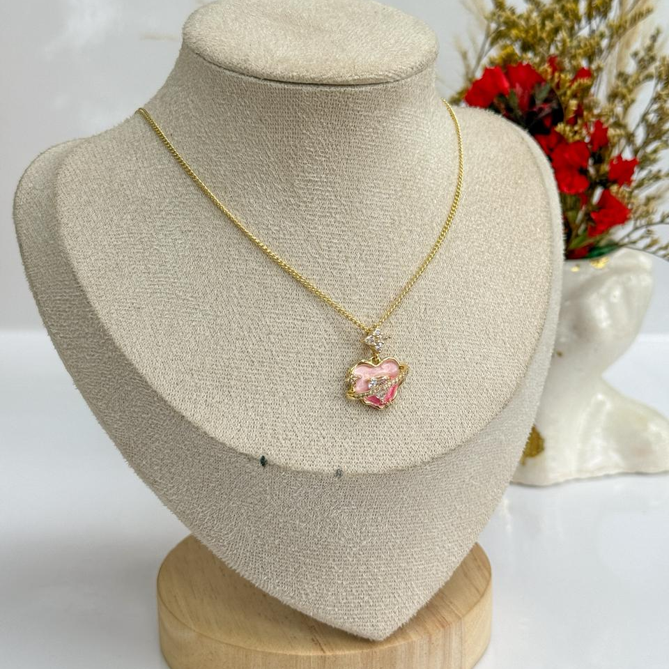 CADENA CORAZÓN ROSA