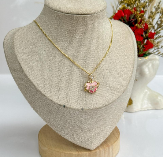 CADENA CORAZÓN ROSA