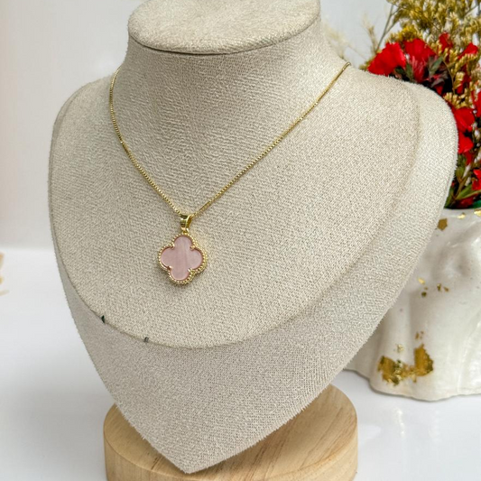 CADENA TREBOL ROSA